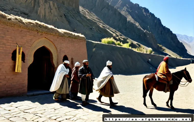 Home 17 아프가니스탄 몽골 제국 관계 - Photorealistic historical reenactment of a 13th-century Mongol diplomatic caravan arriving at a fort...